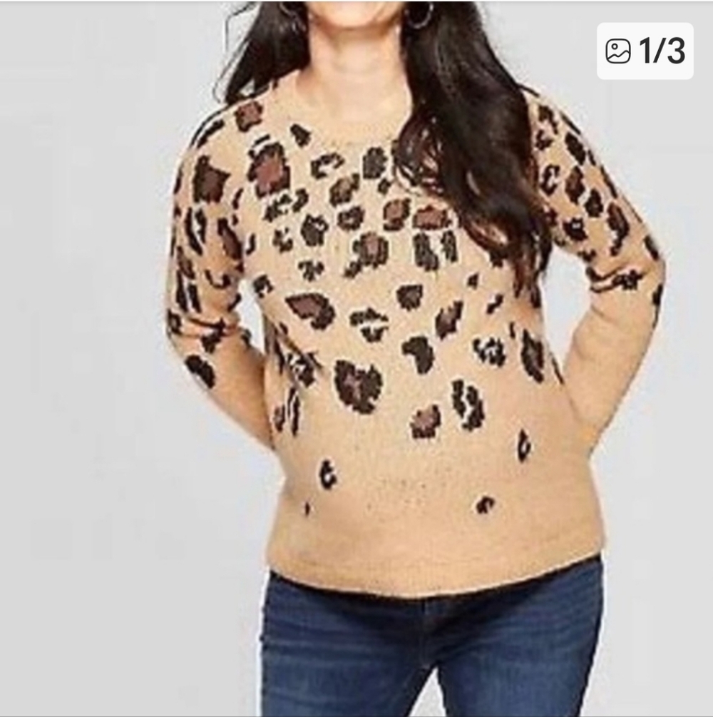 Isabel Maternity Leopard Print Sweater Small Animal Crewneck Pullover Pregnancy